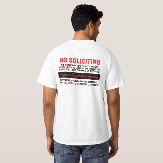 T-SHIRT PAS DE SOLICITATION (Dos entier)