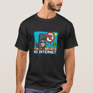 T-shirt Pas d'Internet. Drôle Dino T-Rex, Pixel Art, Bande