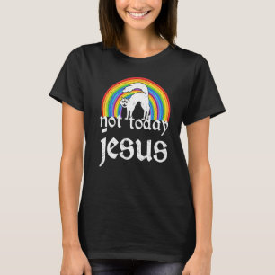 T-shirt Pas Jésus aujourd'hui Rainbow Satanic Chat Goth Co