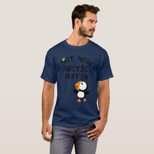 T-shirt Pas maintenant Arctic Puffin Elf Casquette drôle N (Devant entier)