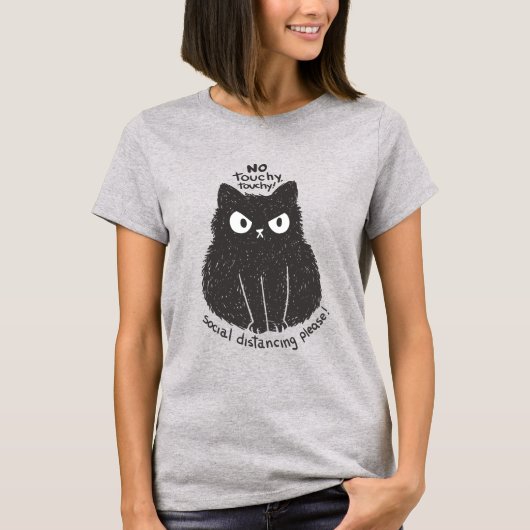 T-shirt Pas Toucher Chat Distances sociales (Devant)