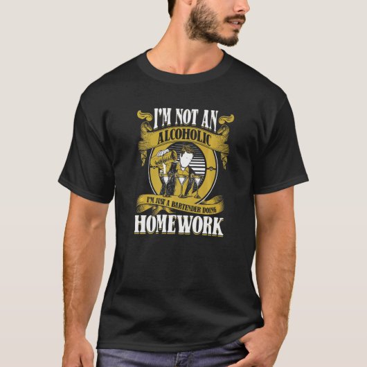 T-shirt Pas Un Alcoolique Juste Un Barman Qui Fait Les Dev (Devant)