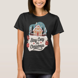 T-shirt Passez un Noël au Chaud Cottage Festif d'Hiver