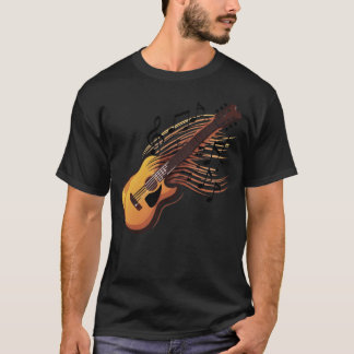 T-shirt Passion guitare - Flux de notes musicales