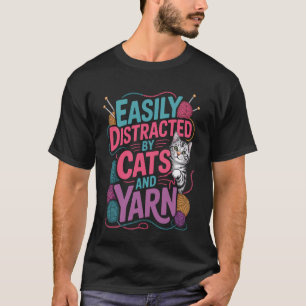 T-shirt Passionné de laine facilement distrait par les cha