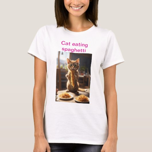 T-shirt "Pasta Paws : Cat Manger Spaghetti T-shirt" (Devant)