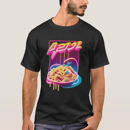 T-shirt Pasta Synthwave 80s Rétrowave esthétique (Devant)