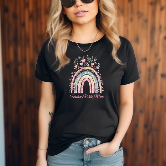 T-shirt Pastel Aquarelle Arc-en-ciel Professeur Femme Mama