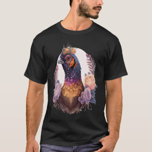 T-shirt Pastel Aquarelle Pheasin Oiseau Fleur Couronne Ani