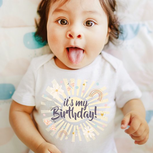 T-shirt pastel arc-en-ciel soleil c'est mon annive