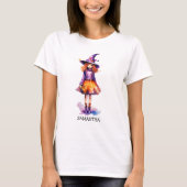 T-shirt Pastel Cute Witch Girl - Halloween esthétique (2) (Devant)