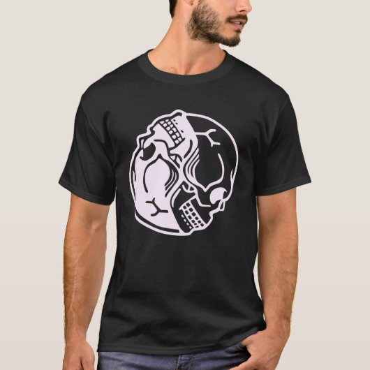 T-shirt Pastel Goth Aesthetic Pink Ying Yang Skull Graphic (Devant)
