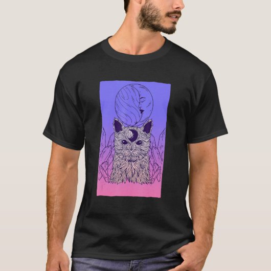 T-shirt Pastel Goth Chat Déplaisant Cresent Lune Fille Got (Devant)