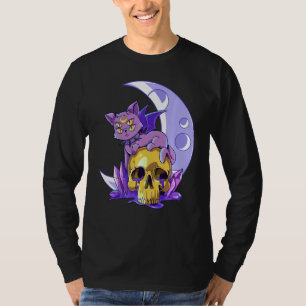 T-shirt Pastel Goth Chat Wicca Crâne Démonique Déplaisant