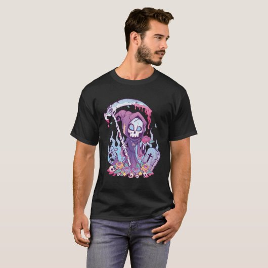 T-shirt Pastel Goth Déplaisant Death Grim Reaper Kawaii Oc (Devant entier)