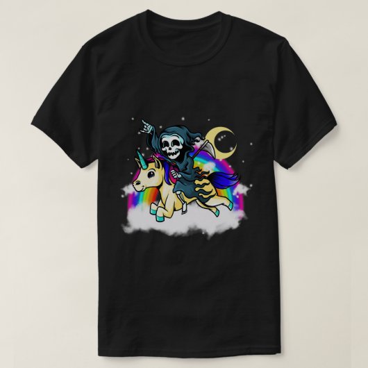 T-shirt Pastel Goth Esthétique Grim Reaper Unicorne Ride S (Design devant)