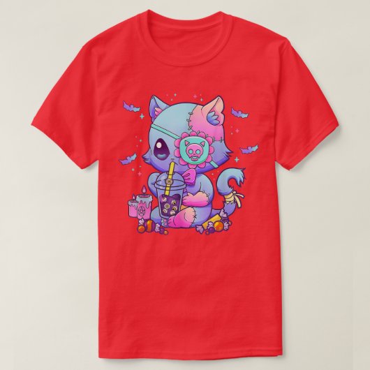 T-shirt Pastel Goth Esthétique Kawaii Chat Déplaisant Boba (Design devant)