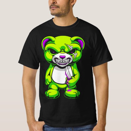 T-shirt Pastel Goth Evil Teddy Bear  (Devant)