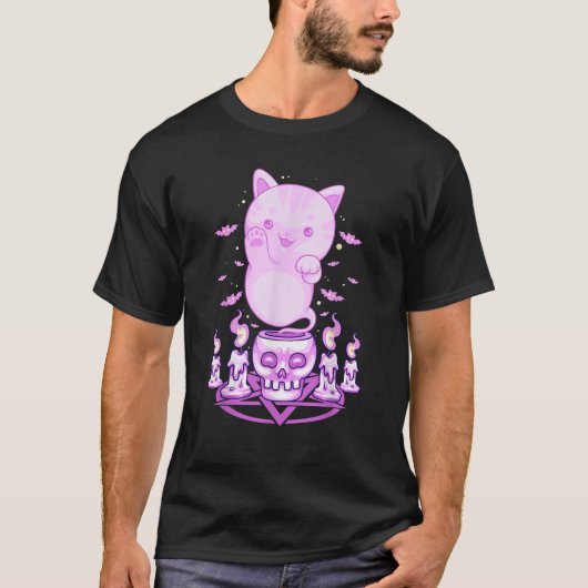 T-shirt Pastel Goth Ghost Chat Boo Halloween Kitten Aesthe (Devant)
