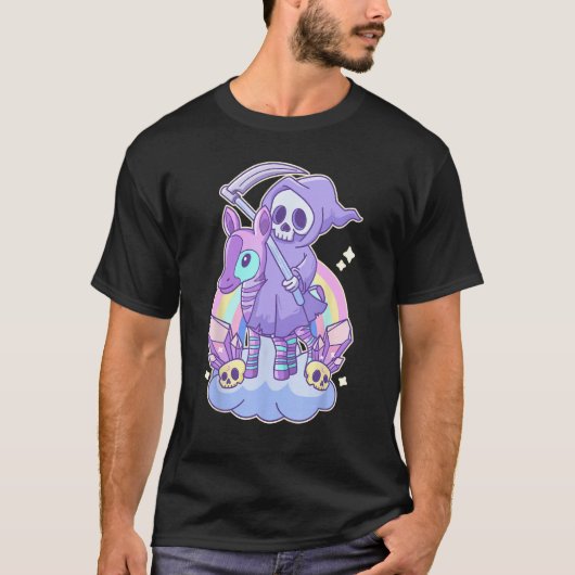 T-shirt Pastel Goth Grim Reaper On Okapi (Devant)