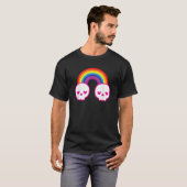 T-shirt Pastel Goth Kawaii Punk Rainbow Skulls (Devant entier)