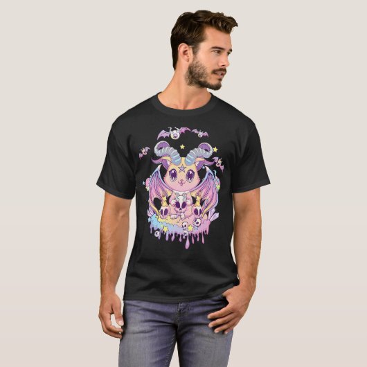 T-shirt Pastel Goth Krampus Cat Cute Déplaisant Devil Cat (Devant entier)
