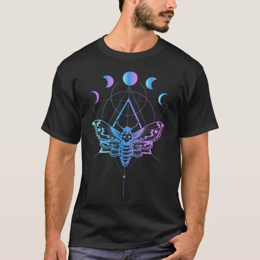 T-shirt Pastel Goth Moon Moth Crescent Geometry (Devant)