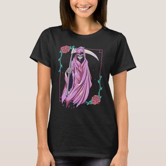 T-shirt Pastel Goth Occult Spooky Grim Reaper Ghost Tarot (Devant)