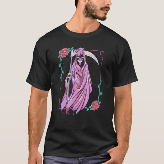 T-shirt Pastel Goth Occult Spooky Grim Reaper Ghost Tarot (Devant)