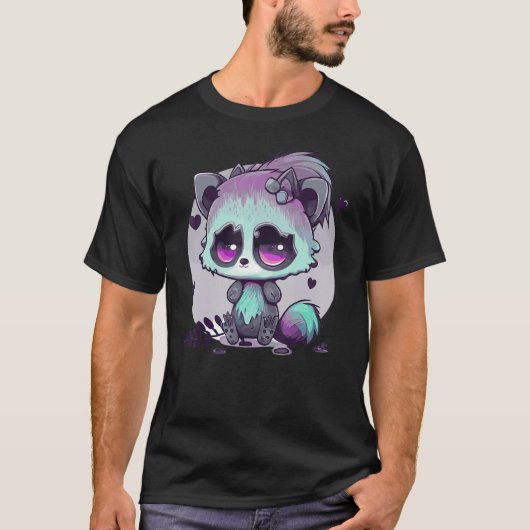 T-shirt Pastel Goth Raccoon Creepy Cute Menhera Gothic (Devant)
