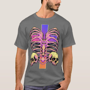 T-shirt Pastel Goth Skeleton Rib Cage Coeur Gothique Hallo