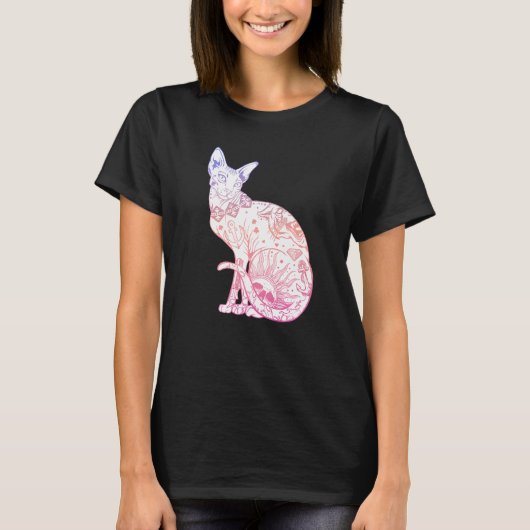 T-shirt Pastel Goth Sphynx Chat Kitten Wicca Sorcière Tato (Devant)