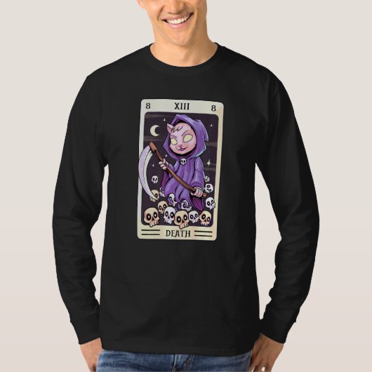 T-shirt Pastel Goth Tarot Card The Death Grim Reaper Chat  (Devant)