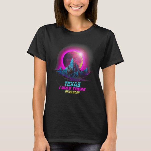 T-shirt Pastel Goth Vaporwave Total Solar Eclipse 2024 Tex (Devant)