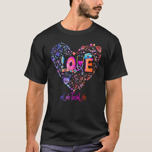 T-shirt Pastel Heart Love Lab Technicien de laboratoire S (Devant)