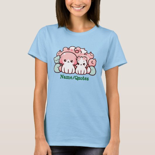 T-shirt Pastel Kawaii Pets Illustration Cute Animals (Devant)