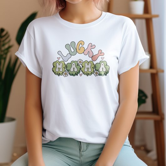 T-shirt Pastel LUCKY MAMA Clover St. Patricks Day
