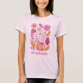 T-shirt Pastel Pink Halloween Ghost with Custom Name (Devant)