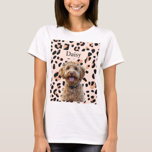 T-shirt Pastel Pink personnalisé avec photo de chien et no (Devant)