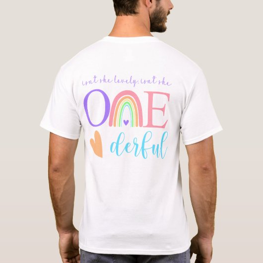 T-shirt Pastel Rainbow ONE derful 1st Birthday Dads T-shir (Dos)