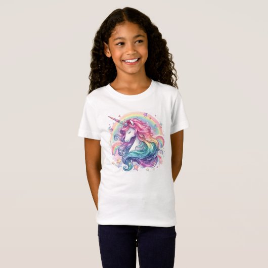 T-Shirt Pastel Rainbows With Unicorn (Devant entier)
