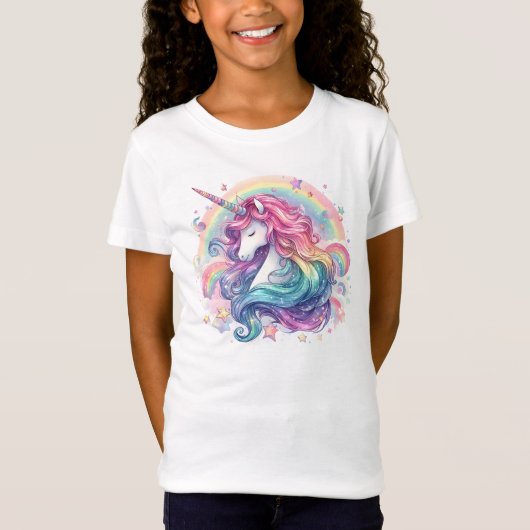 T-Shirt Pastel Rainbows With Unicorn (Devant)