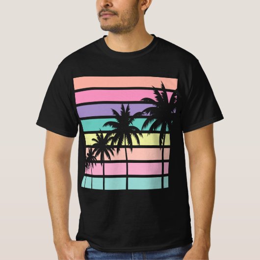 T-shirt Pastel Retro Palm Tree, Palm Tree Beach (Devant)