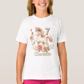 T-shirt Pastel Whimsical rose unicorn anniversaire (Devant)