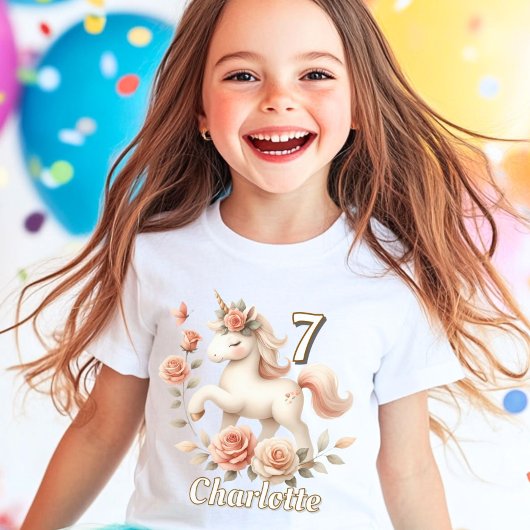 T-shirt Pastel Whimsical rose unicorn anniversaire