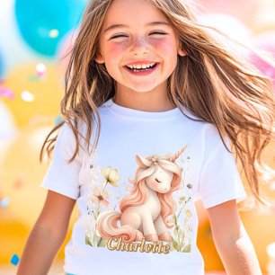 T-shirt Pastel Whimsical unicorn fleur sauvage