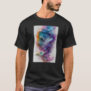 T-shirt Pastels de arc-en-ciel ondulés Art IA Premium
