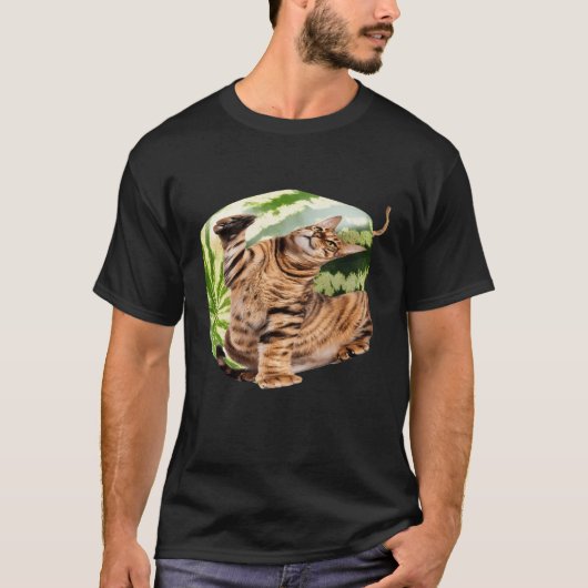 T-shirt Pastèque carrée Chat Mème Drôle Hybride Chat Fruit (Devant)