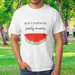 T-shirt Pastèque de Réunion familiale<br><div class="desc">Ce T-shirt Family Reunion est décoré d'une pastèque couleur rouge. Parfait pour votre barbecue d'été en famille,  pique-nique ou cuisine. Facile à personnaliser. En créant notre oeuvre,  vous ne trouverez pas cette image exacte d'autres créateurs. Aquarelle originale © Michele Davies.</div>