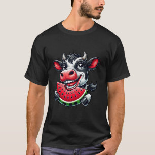 T-shirt Pastèque d'été de fruit de vache de taureau mignon